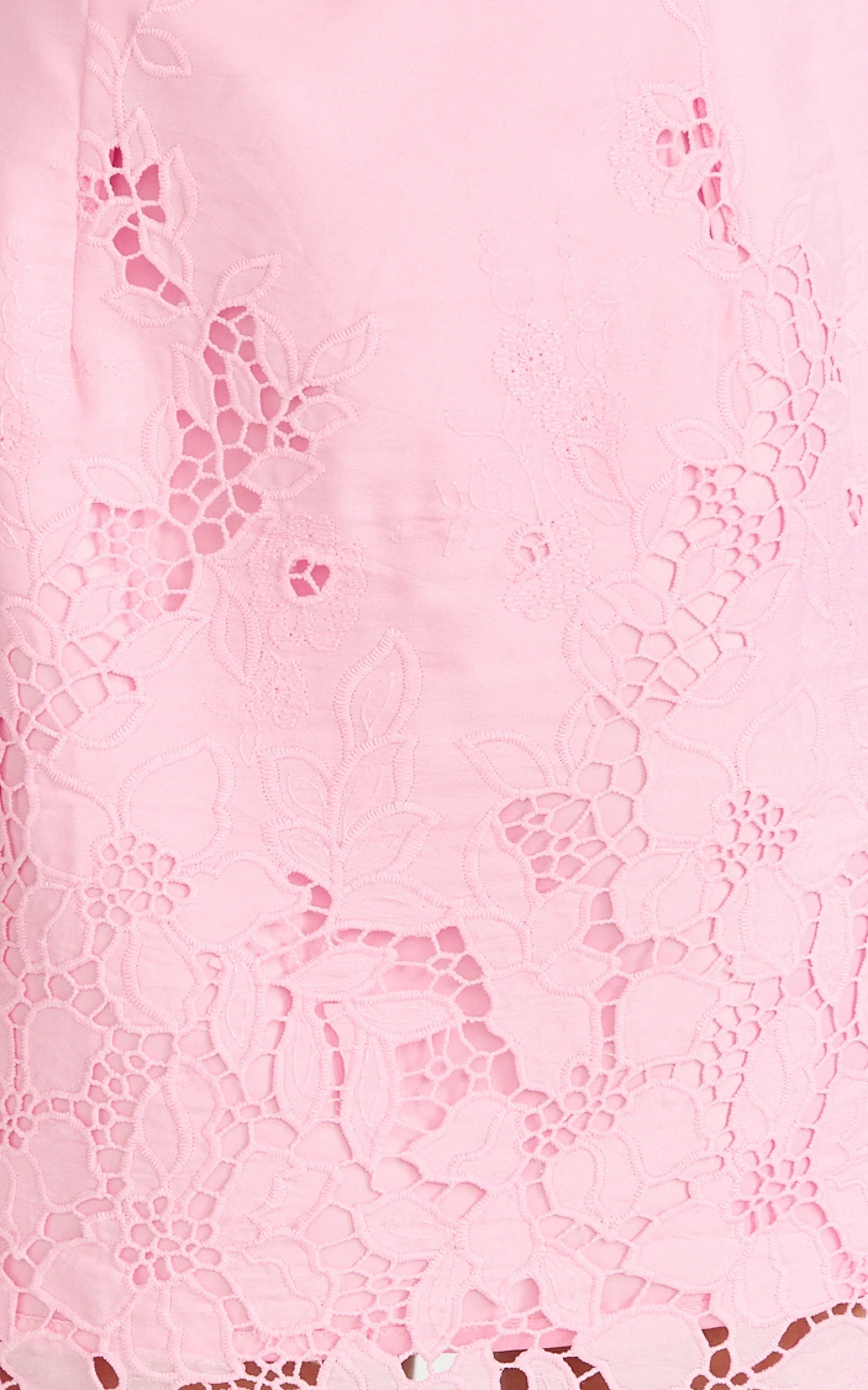 Maisie Mini Dress Broderie Cut Out Border Hem Dress in Pink