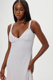 Aurora Satin Midi Dress White Polka Dot
