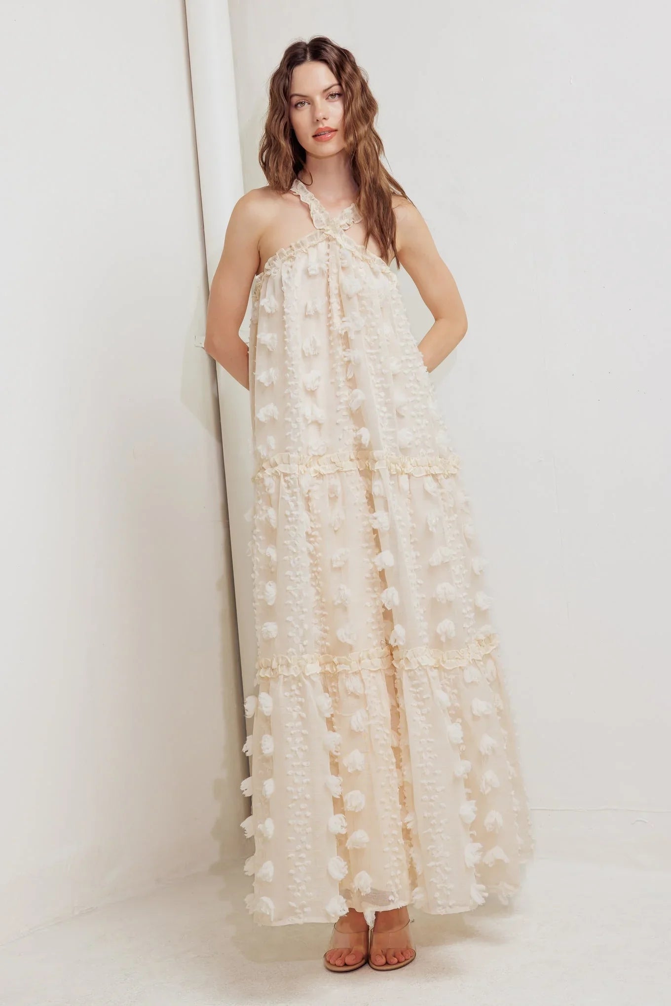 CLOUD NINE CROSS FRONT MAXI DRESS