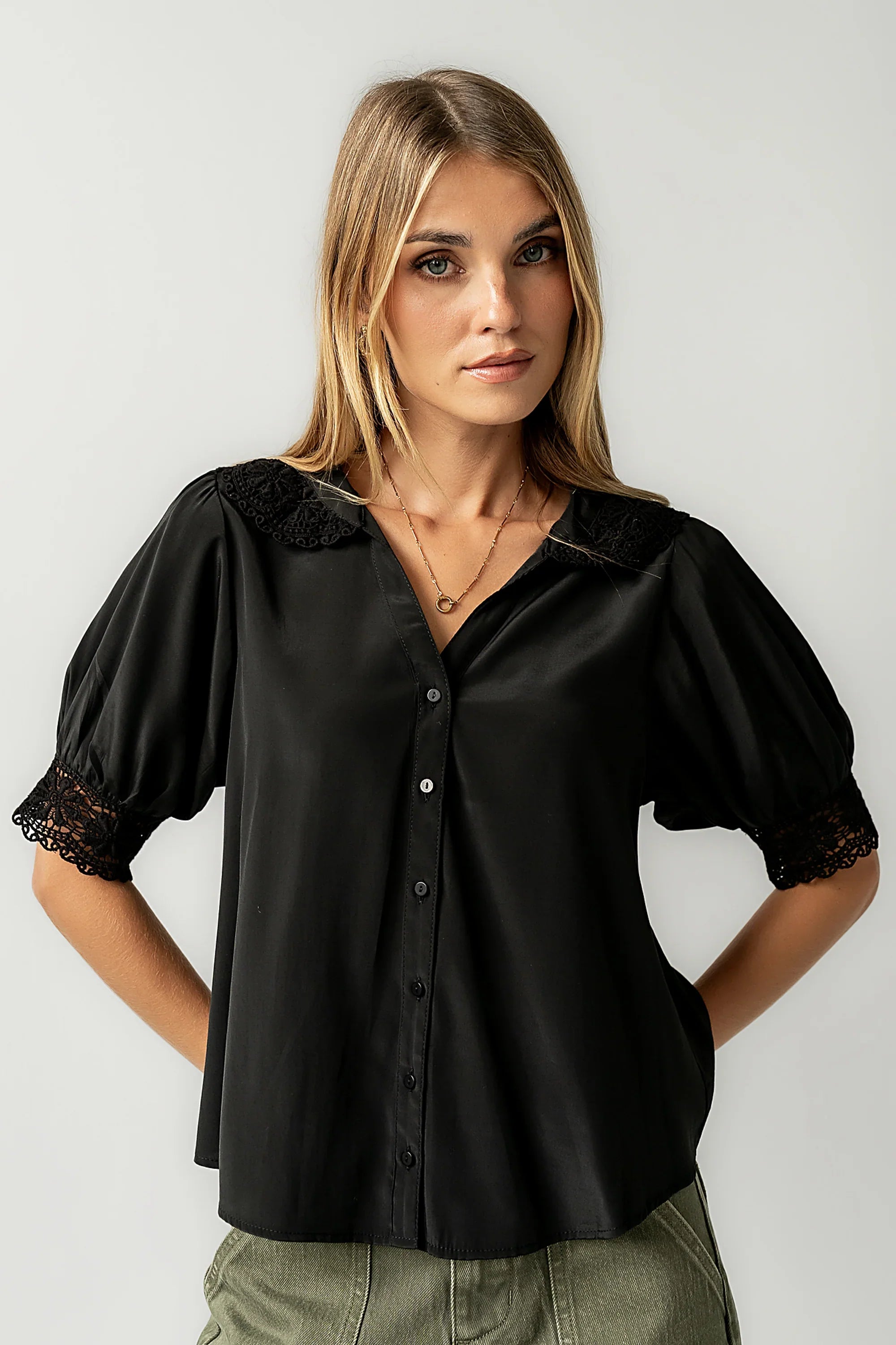 Zayne Button Up in Black