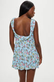Emilia Satin Floral Mini Dress Pastel Peony