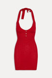 Glamour Halter Knit Mini Dress Heartstrings