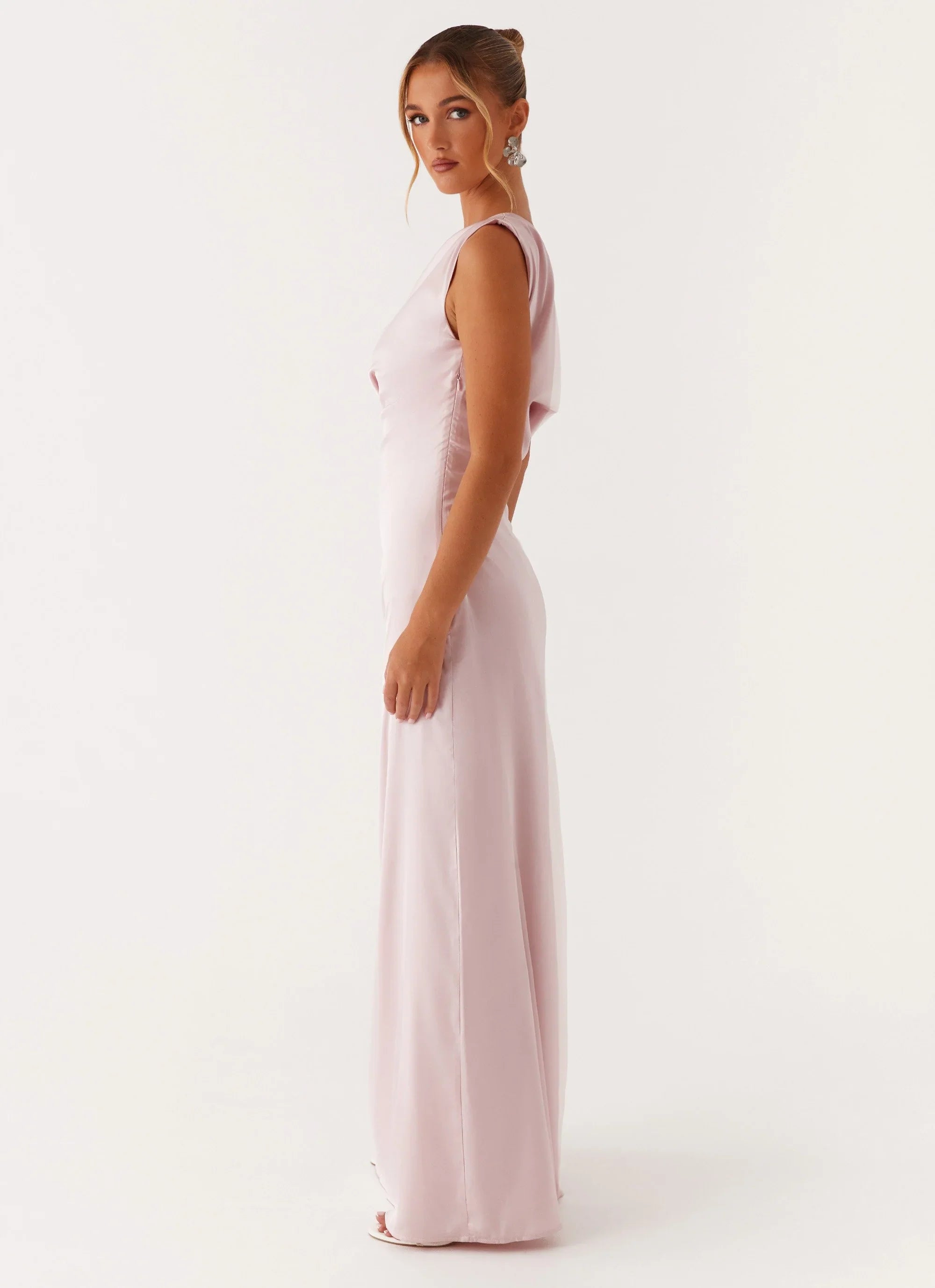 Heart Of Glass Satin Maxi Dress Pink