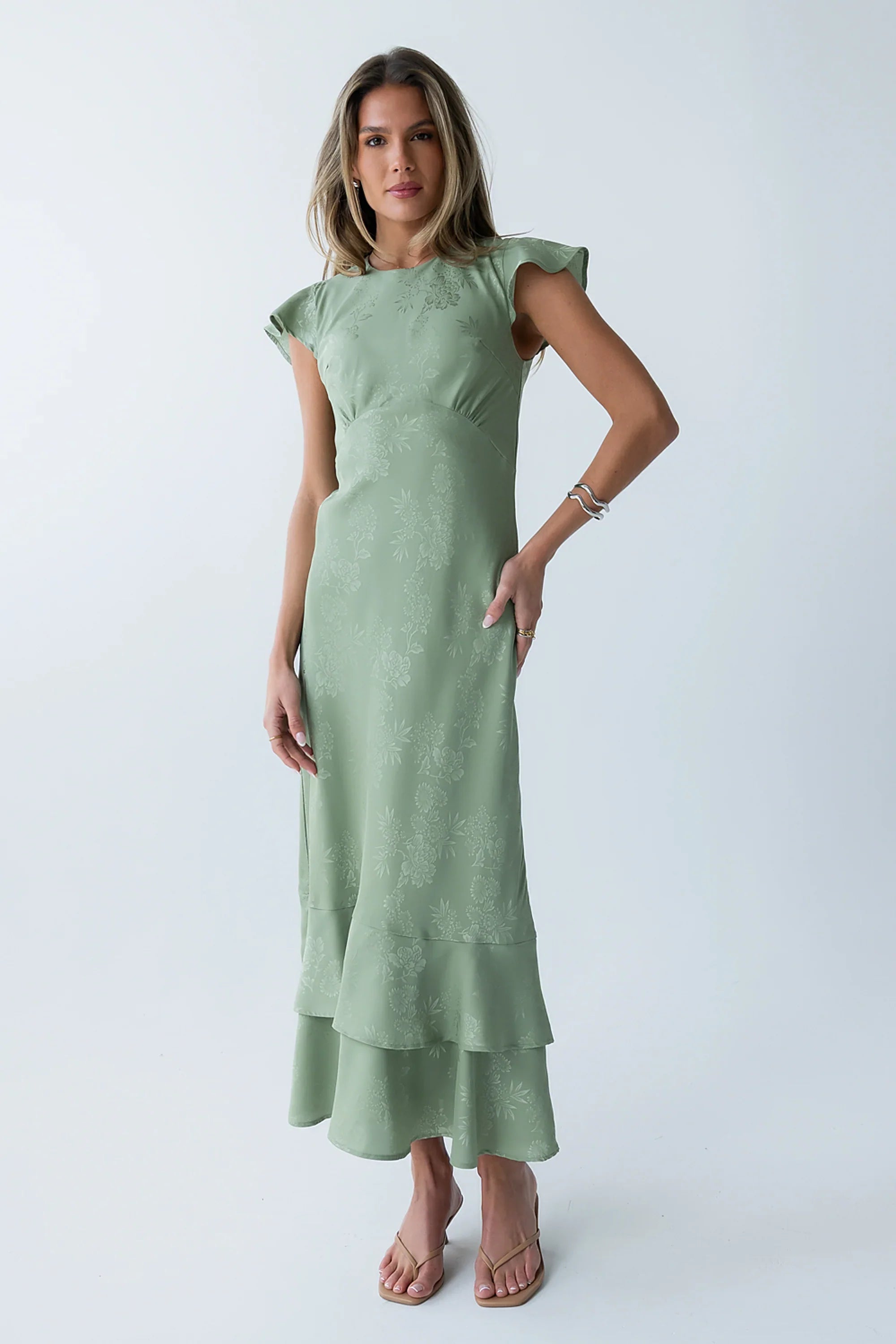 Mateo Floral Maxi Dress in Green