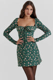 green floral corset mini dress