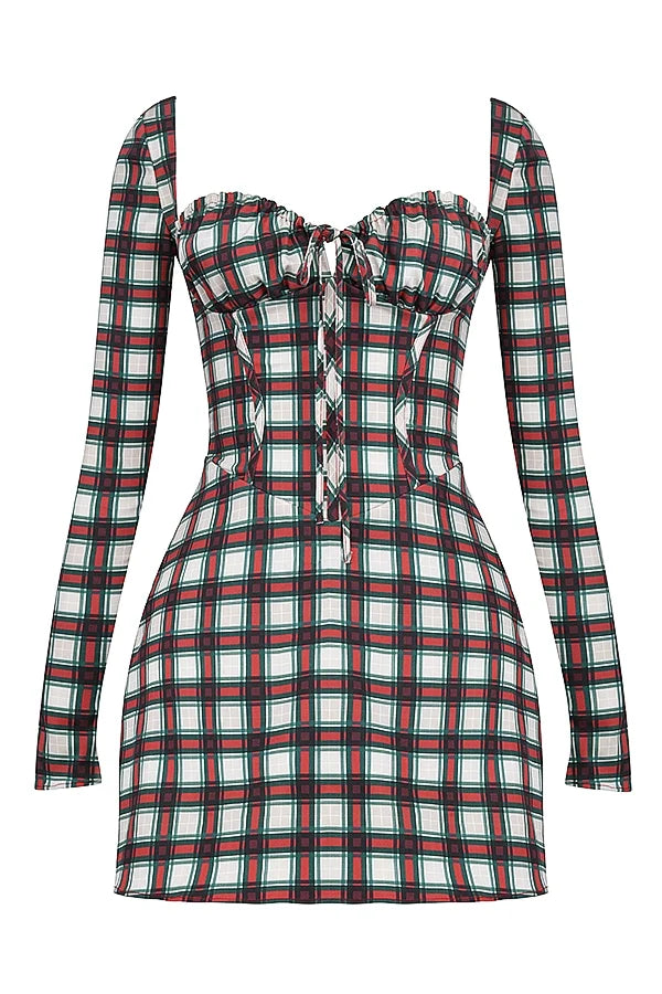red tartan corset mini dress