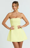 Catharine Mini Dress Strapless A Line Dress in Lemon