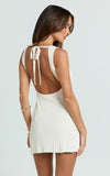 Allie Mini Dress Ribbed Jersey Dress in Cream