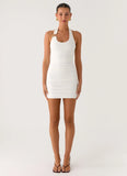 Gloves Up Halter Mini Dress White