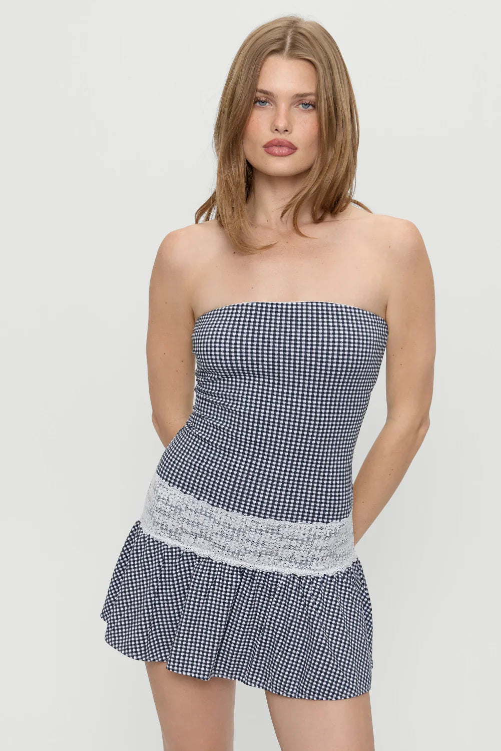 Mirage Gingham Mini Dress Midnight Wishes