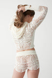 Lyla Crochet Zip Up Hoodie White