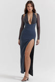 slate plunge maxi dress