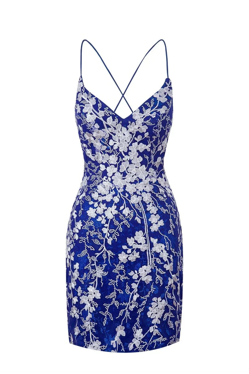 Sheath Short Spaghetti Straps Lace Homecoming Dress