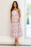 Like Wearing Poetry Strapless Midi Dress Pink
