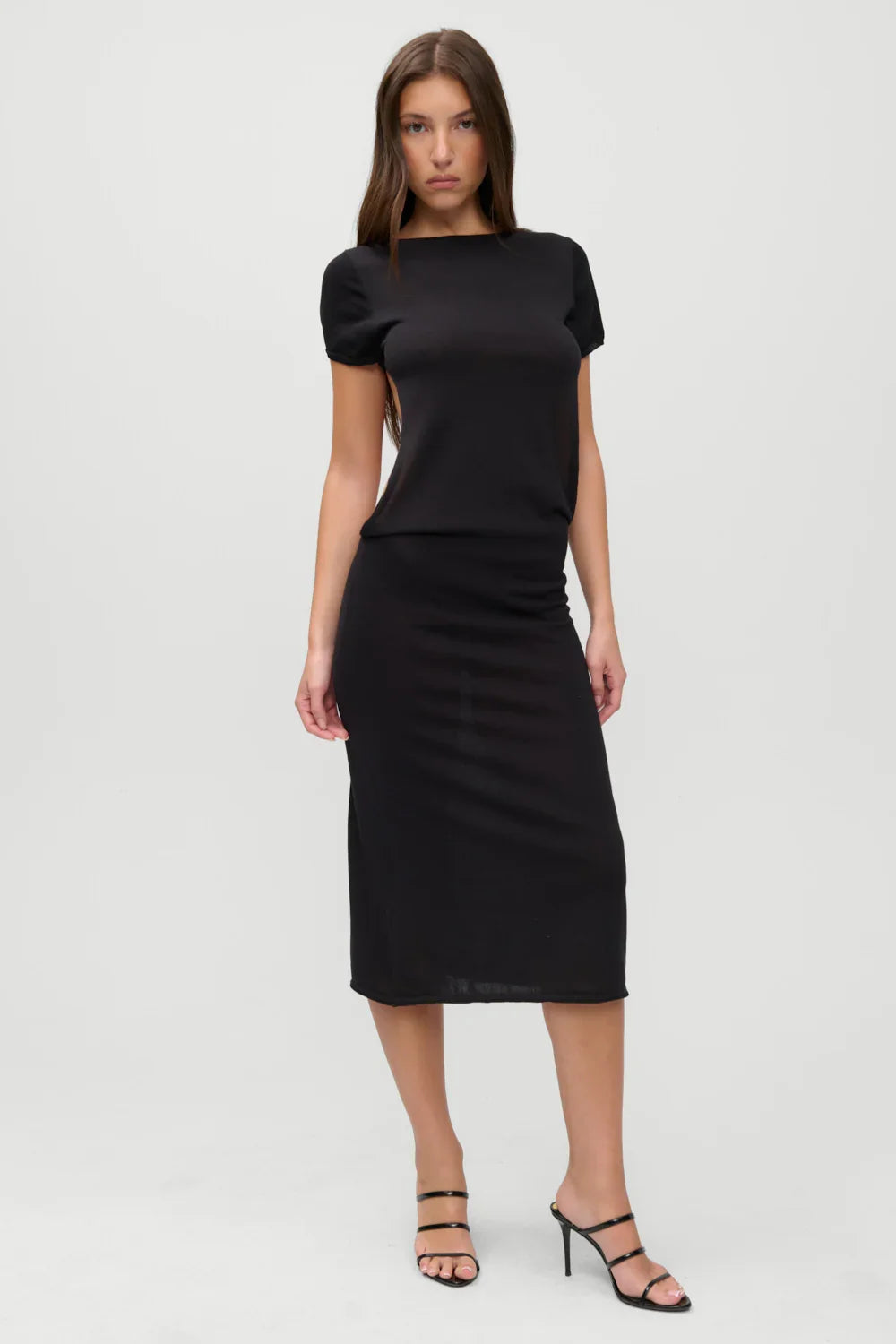 x JENNIE Rosalie Knit Midi Dress Black