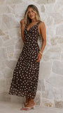 Cassara Maxi Dress Chocolate White Polka Dot