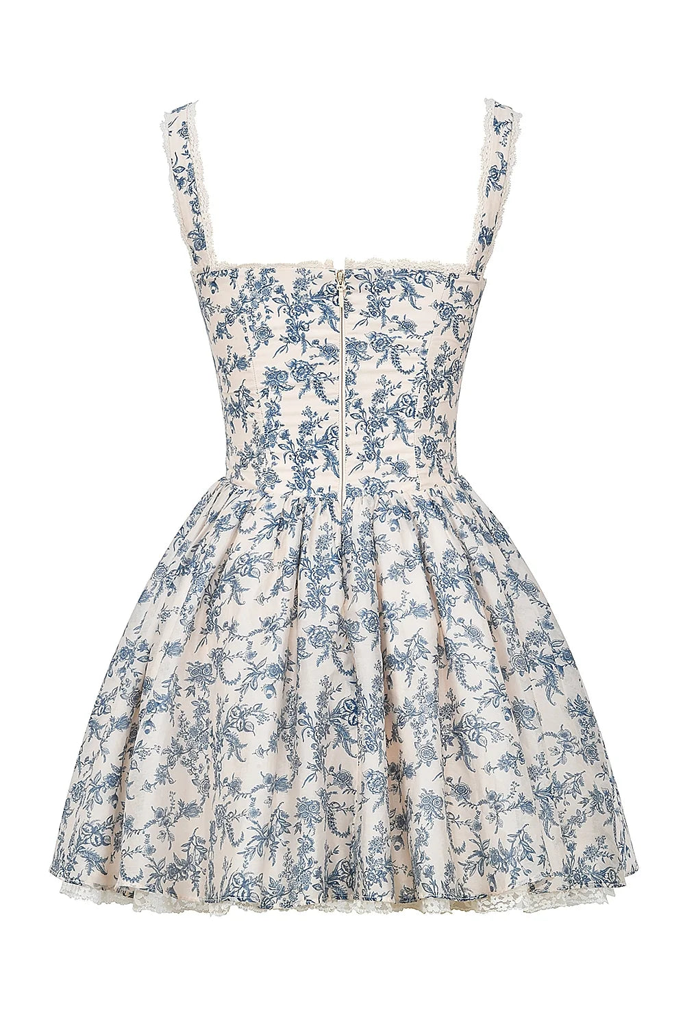 english porcelain print corset mini dress