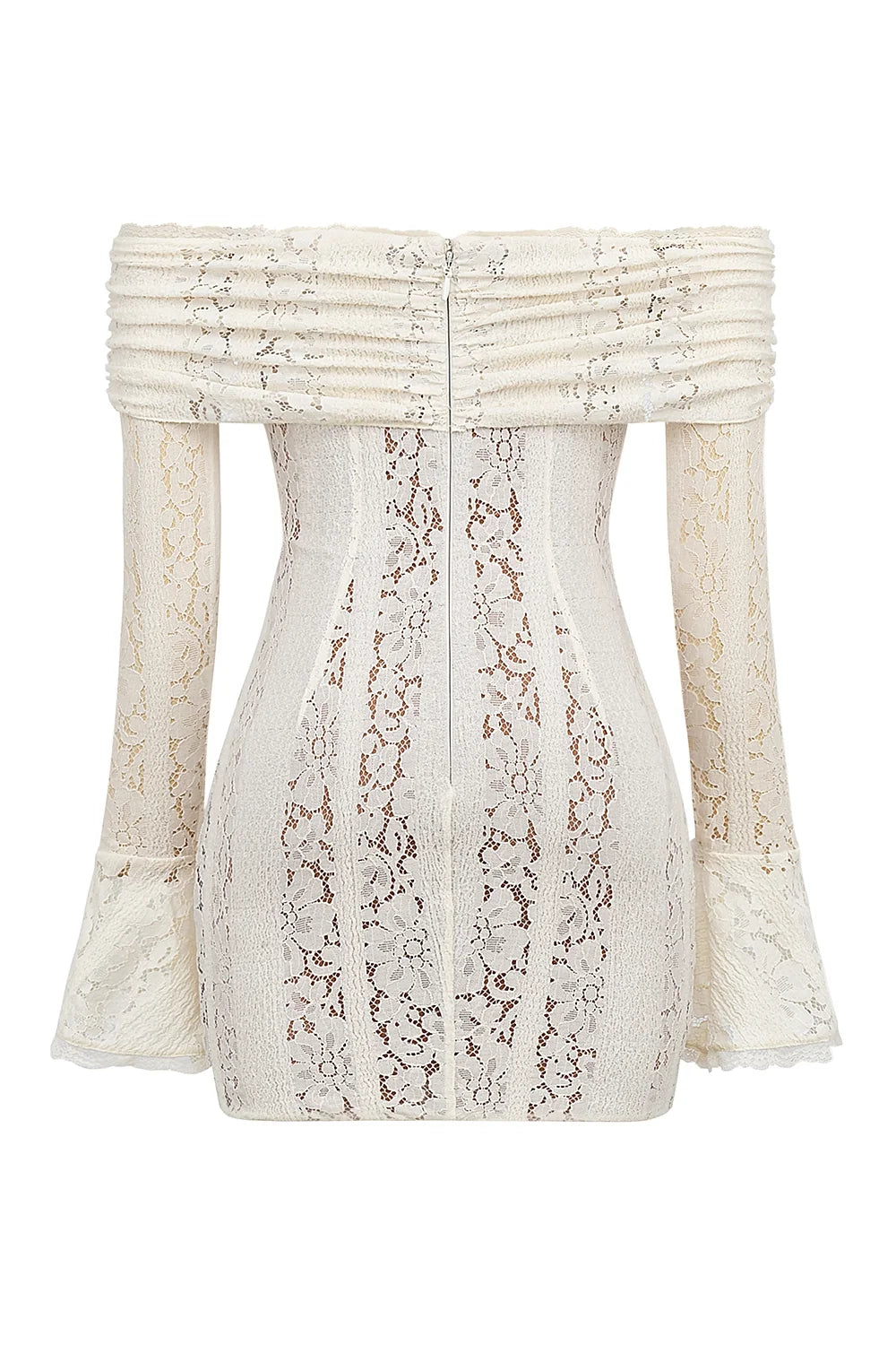 vintage cream floral lace off shoulder mini dress