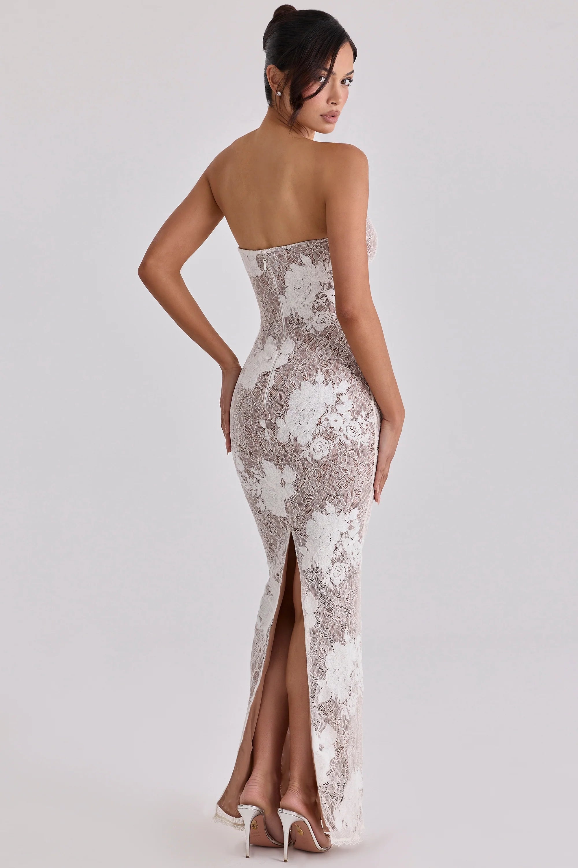 ivory embroidered lace maxi dress limited edition