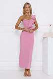 City Girl Energy One Shoulder Maxi Dress Pink