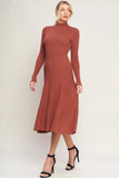 STOLEN KISSES RUST LONG SLEEVE SWEATER DRESS