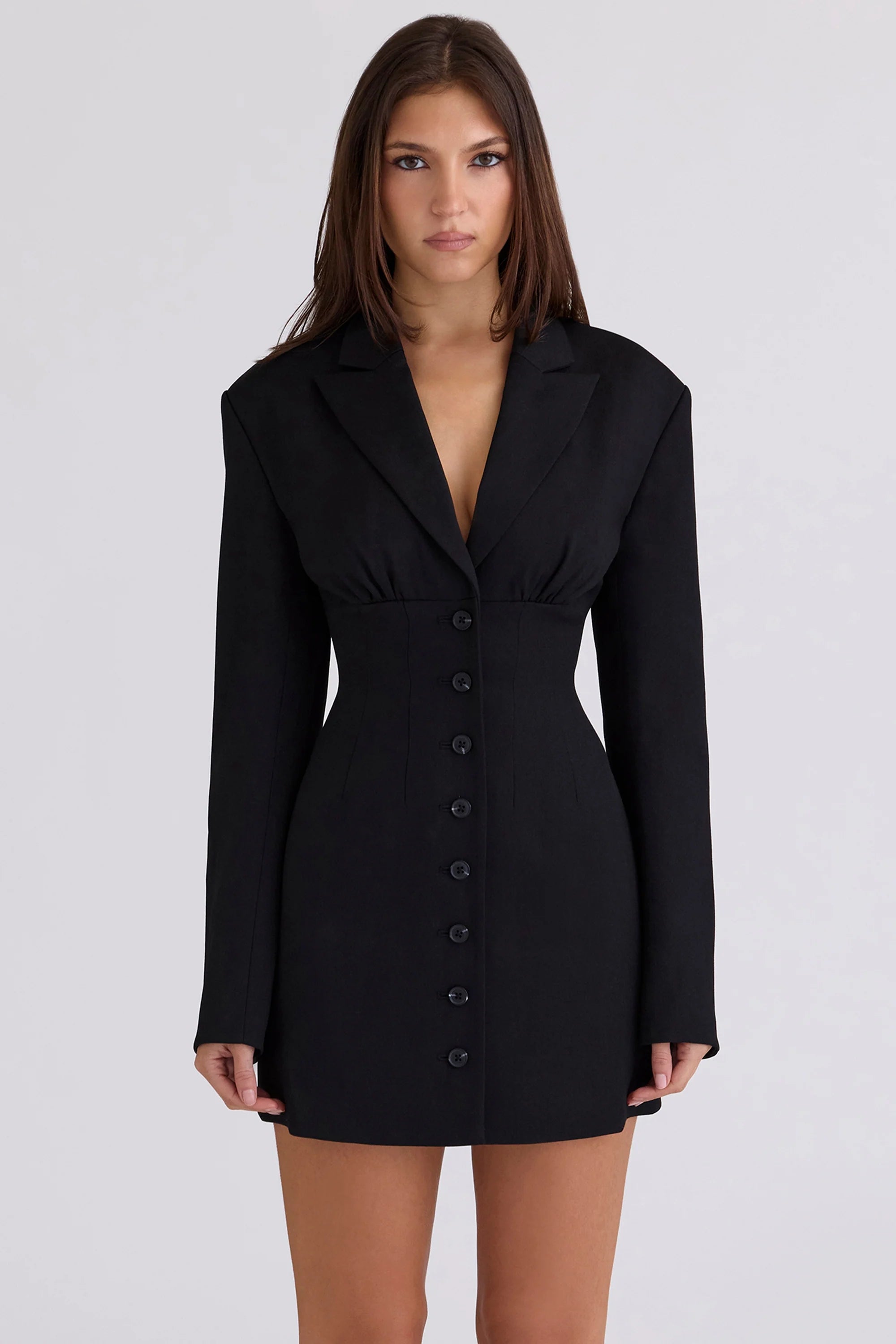 black hourglass blazer dress
