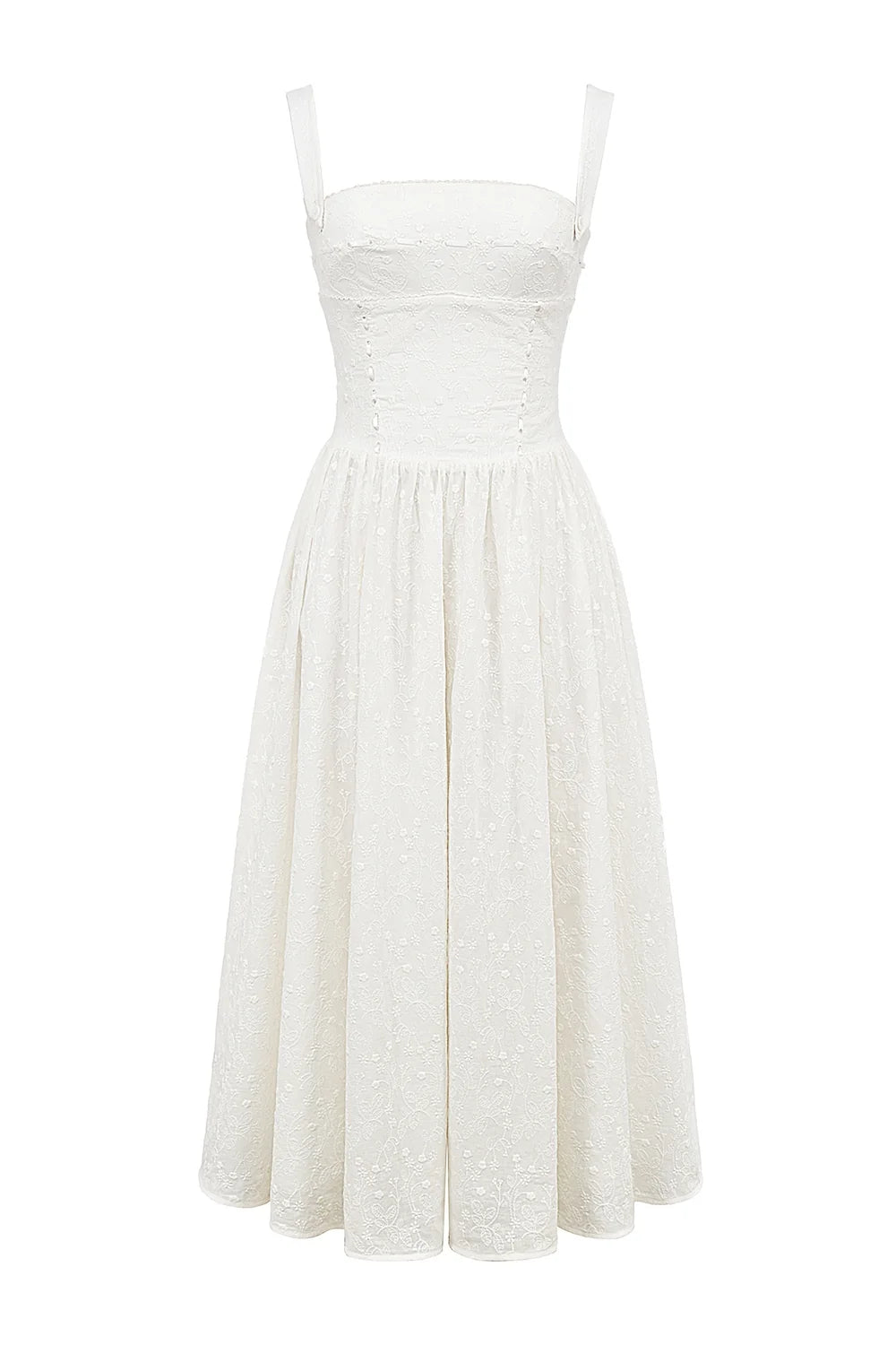 white broderie anglais midi sundress