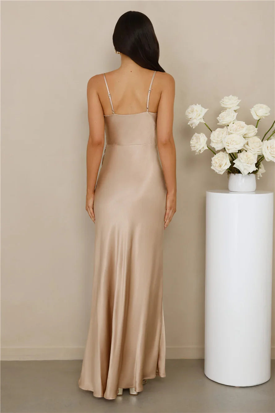 The Violetta Satin Maxi Dress Champagne