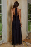 FERNANDA PLUNGE HALTER MAXI DRESS BLACK