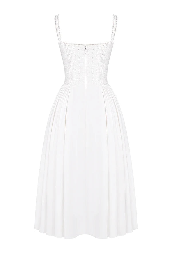 white broderie anglais cotton midi dress