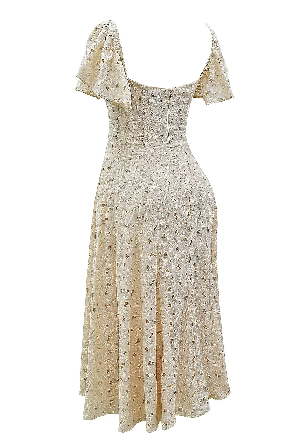 cream tea broderie anglais midi dress