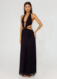 Astraeus Beaded Sequin Maxi Dress Black