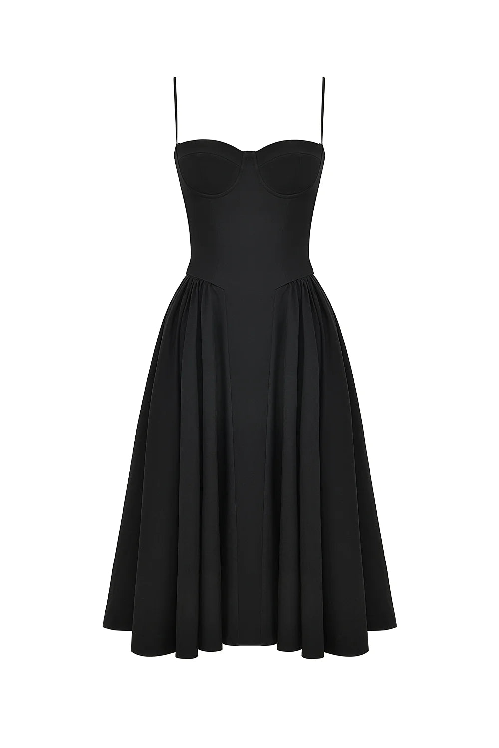 black corset midi dress