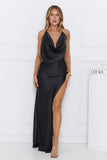 About That Bling Satin Maxi Dress Black
