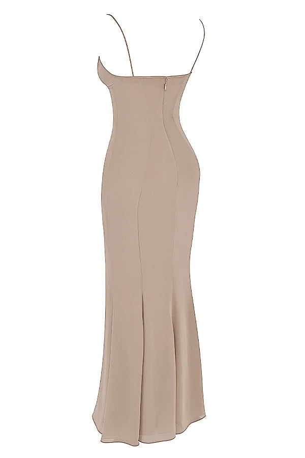 latte corset maxi dress