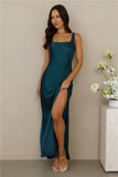 The Evelina Satin Maxi Dress Teal