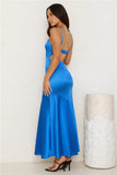 Mesmerise You Satin Maxi Dress Blue