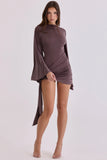 espresso brown slinky draped jersey playsuit