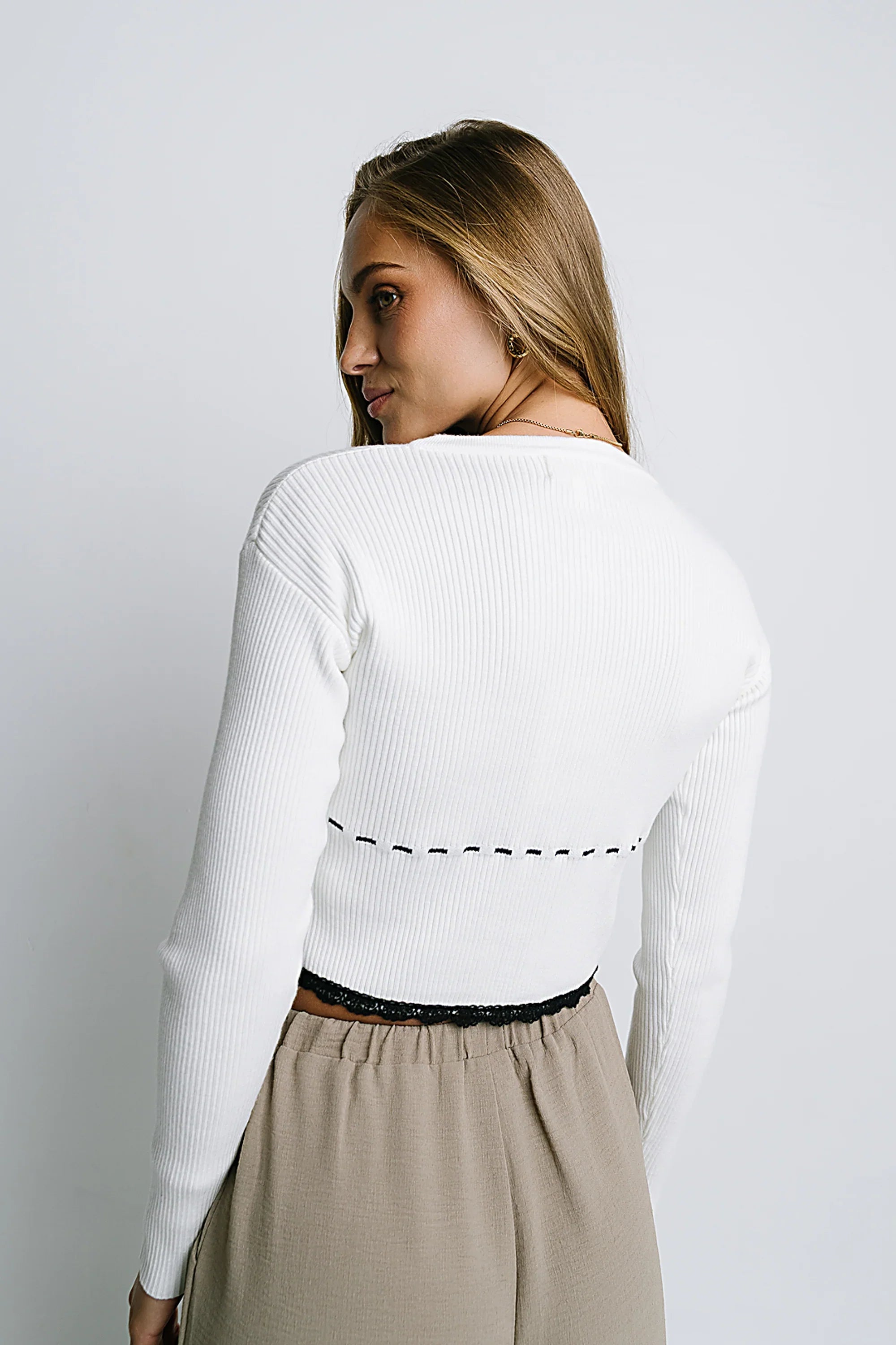 Irene Ribbed Sweater in Cream