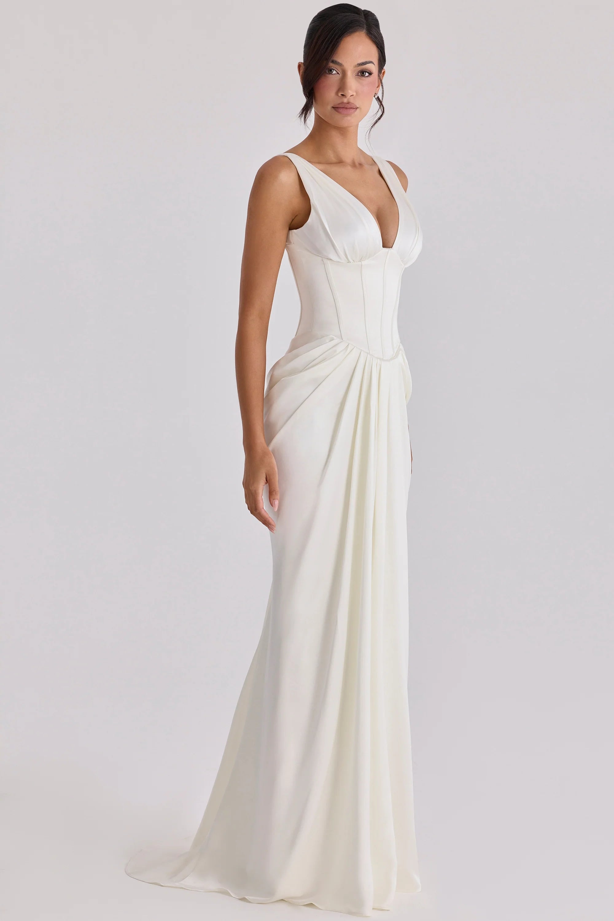 ivory satin corset bridal gown
