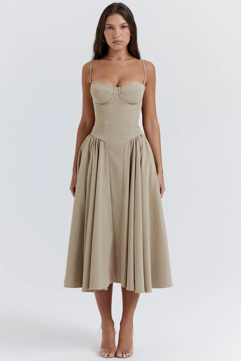 taupe corset sundress
