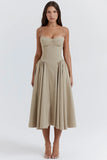 taupe corset sundress