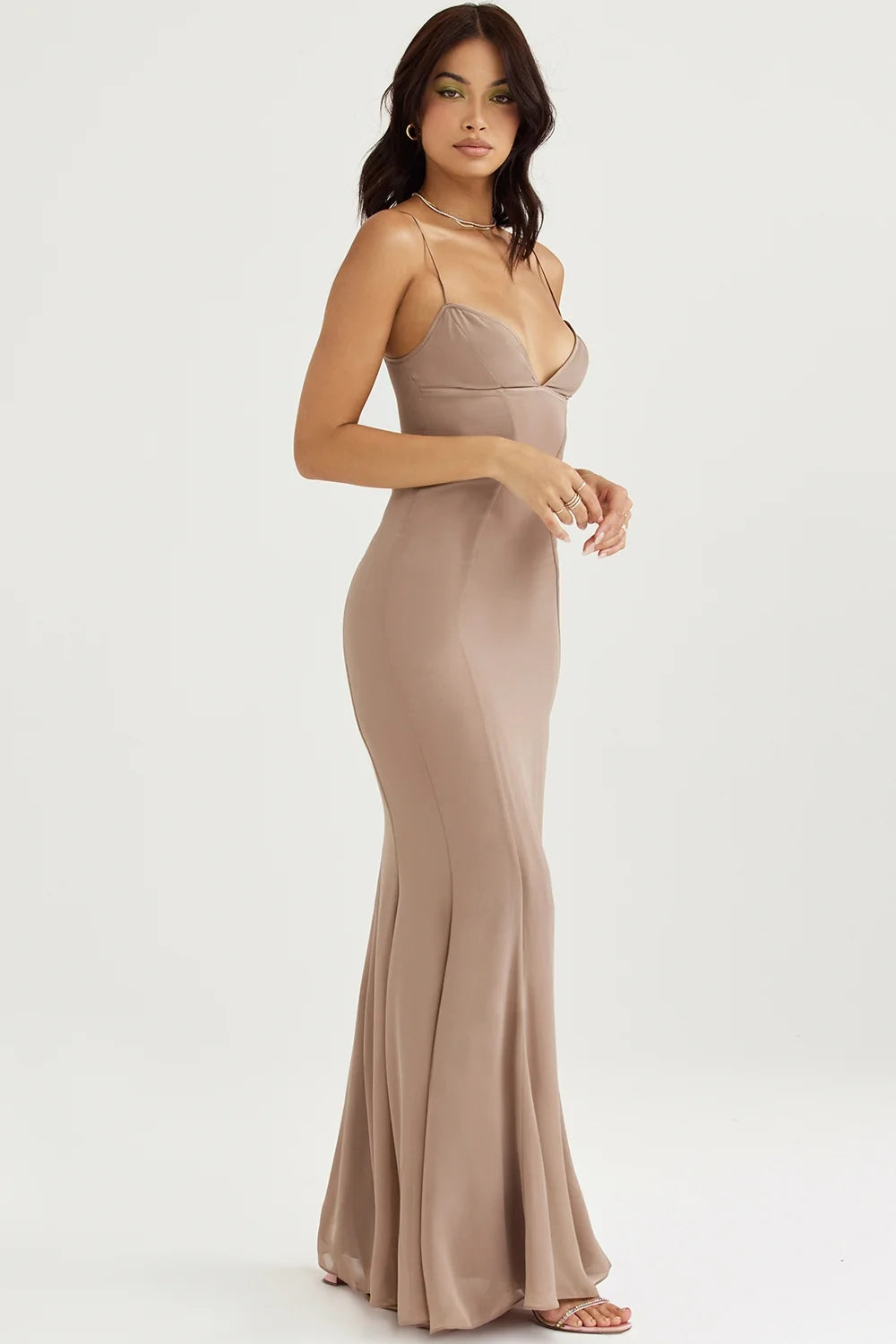 latte corset maxi dress