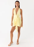 Guide You Halter Neck Mini Dress Yellow