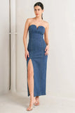 RAW ECHO DENIM MIDI DRESS