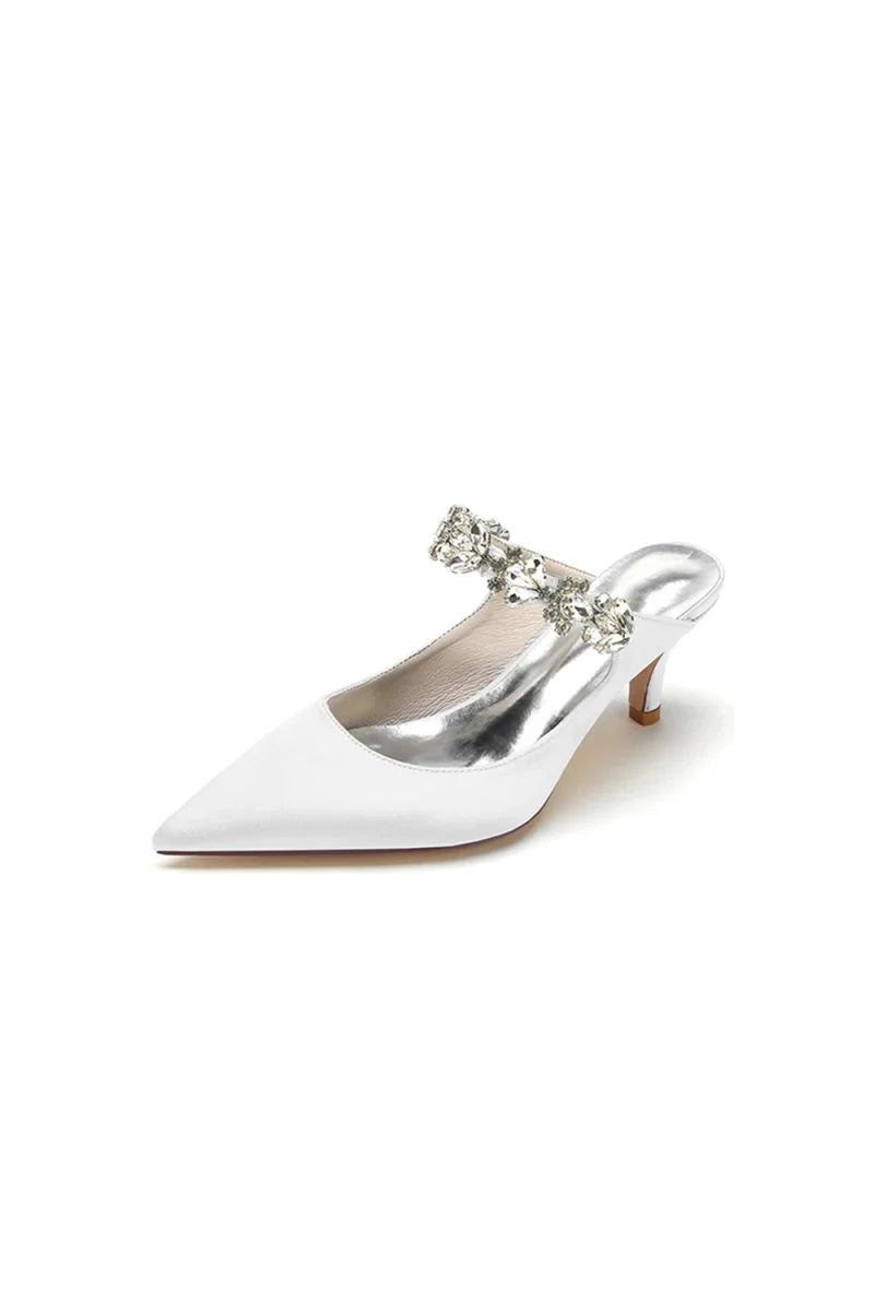 Beading Pointed Toe Rhinestone High Heels