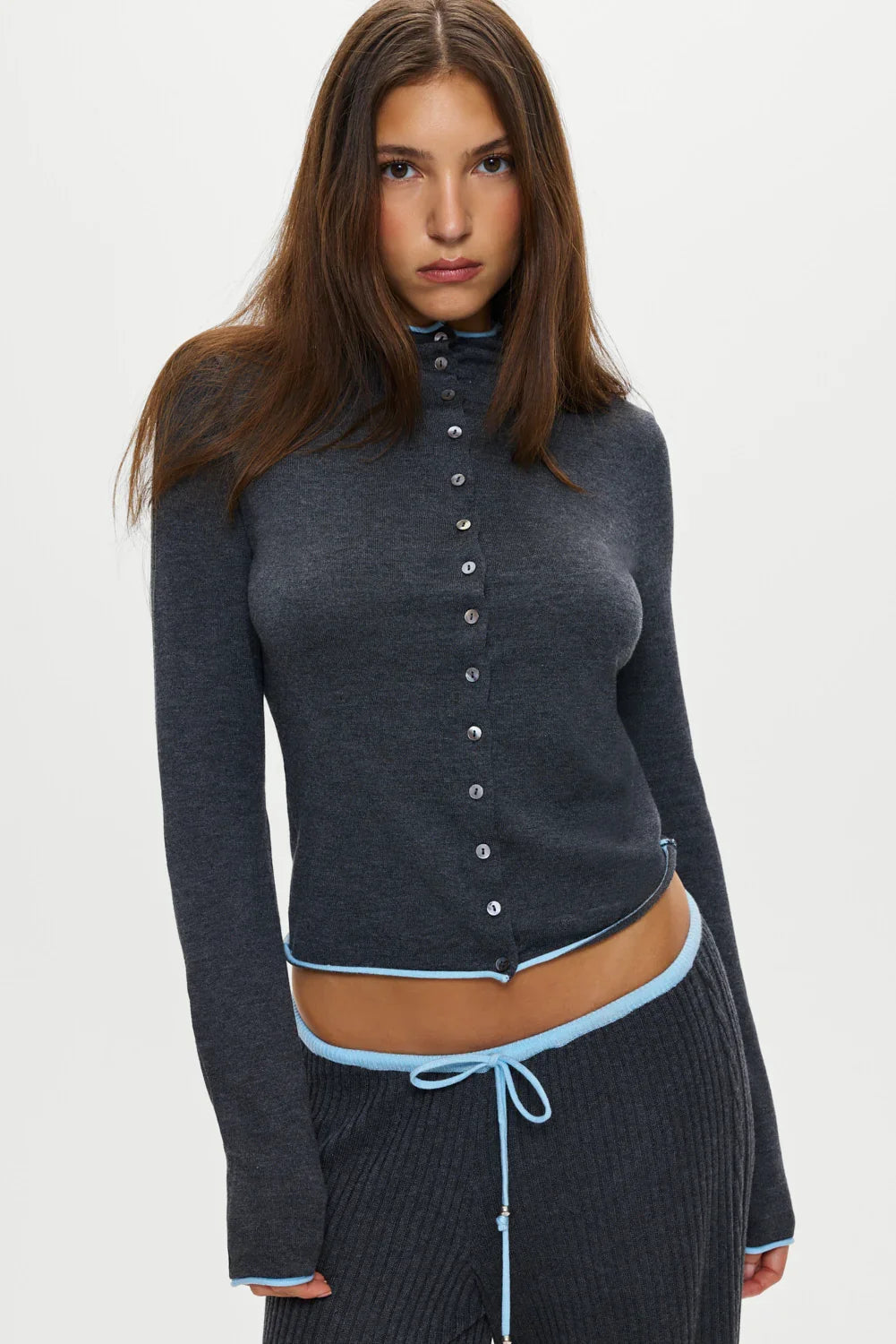 Leo Knit Button Up Cardigan Stone