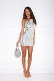Sequin Social Halter Mini Dress Silver