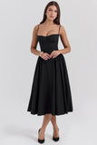 black corset midi dress