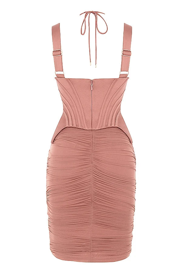 antique rose corset midi dress